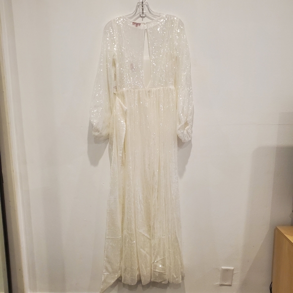 Staud Pearl Clear Sequin Maxi Belted Dress S - Picture 9 of 11